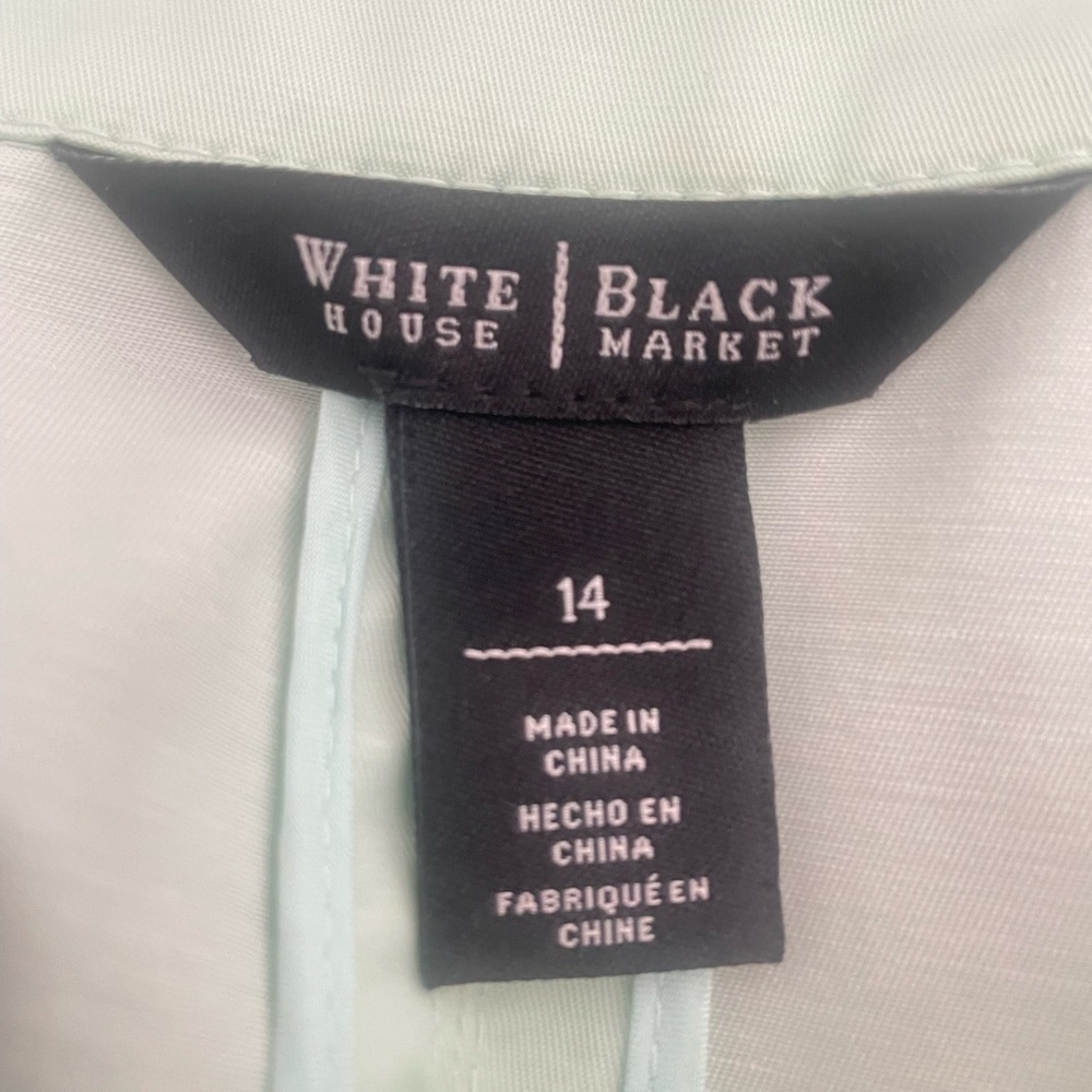 White House black market long sleeve double breasted ruffle, mint jacket. - Picture 12 of 16